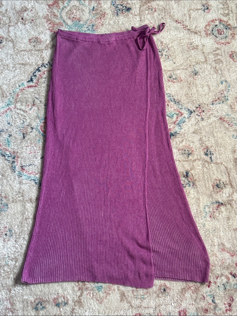 Free People Ribbed Wrap Maxi Skirt - Magenta